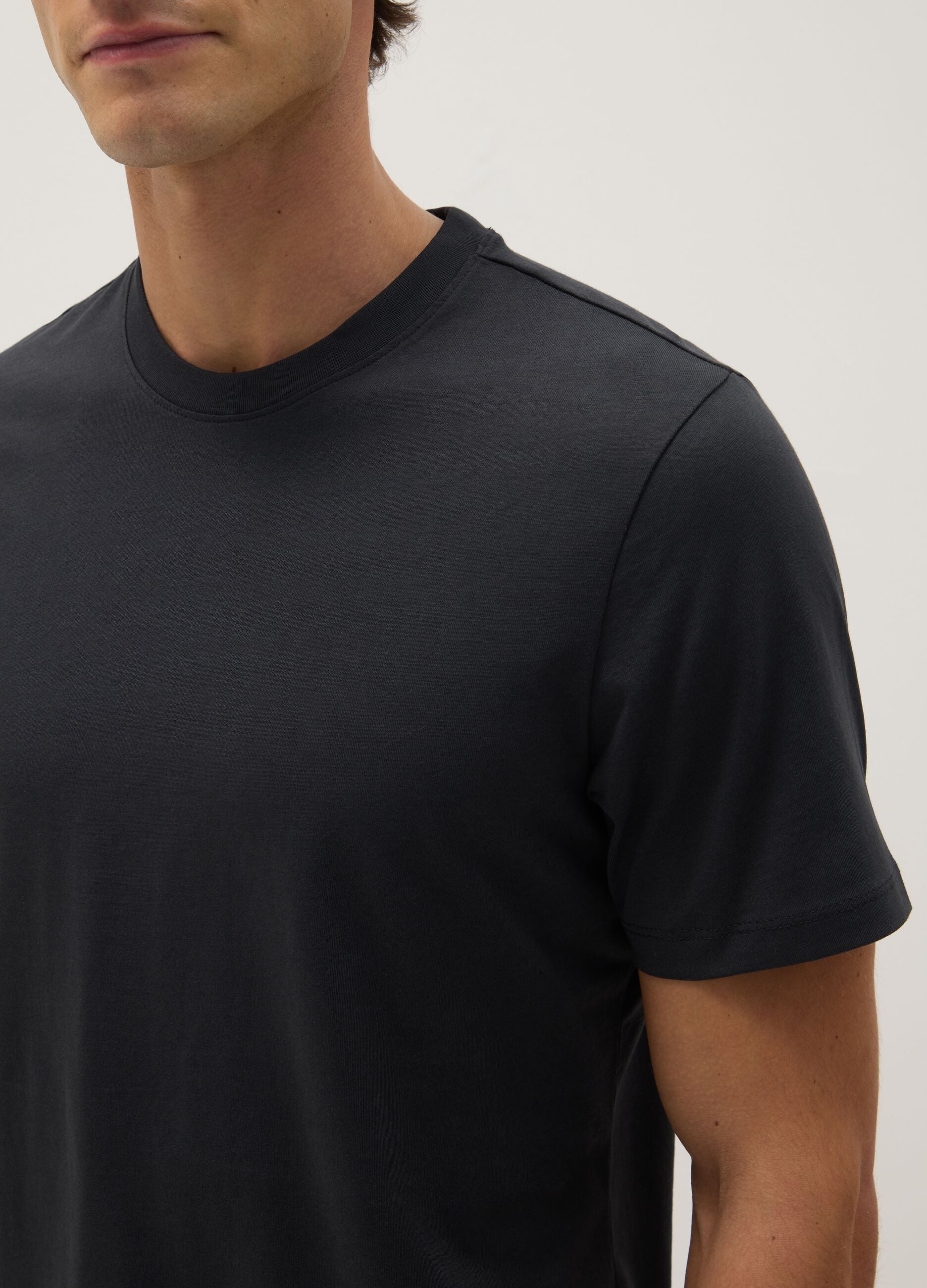 Black pure cotton regular fit t-shirt