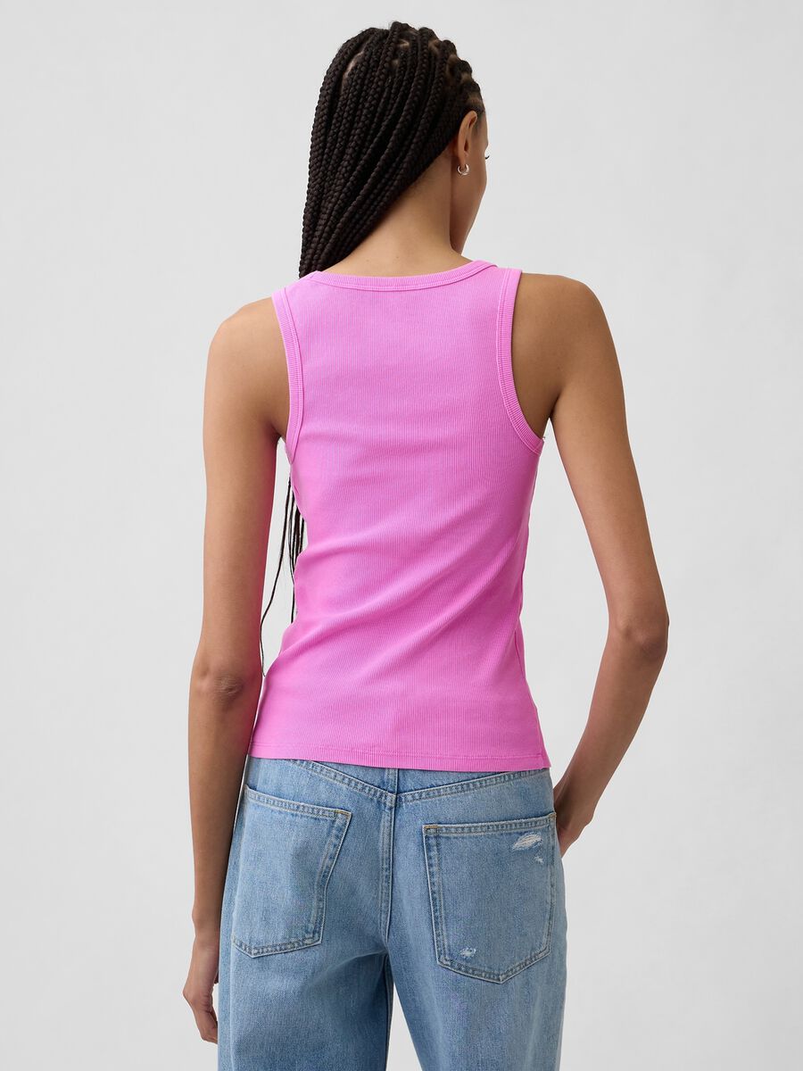 Top in cotone elasticizzato a costine con logo GAP_1