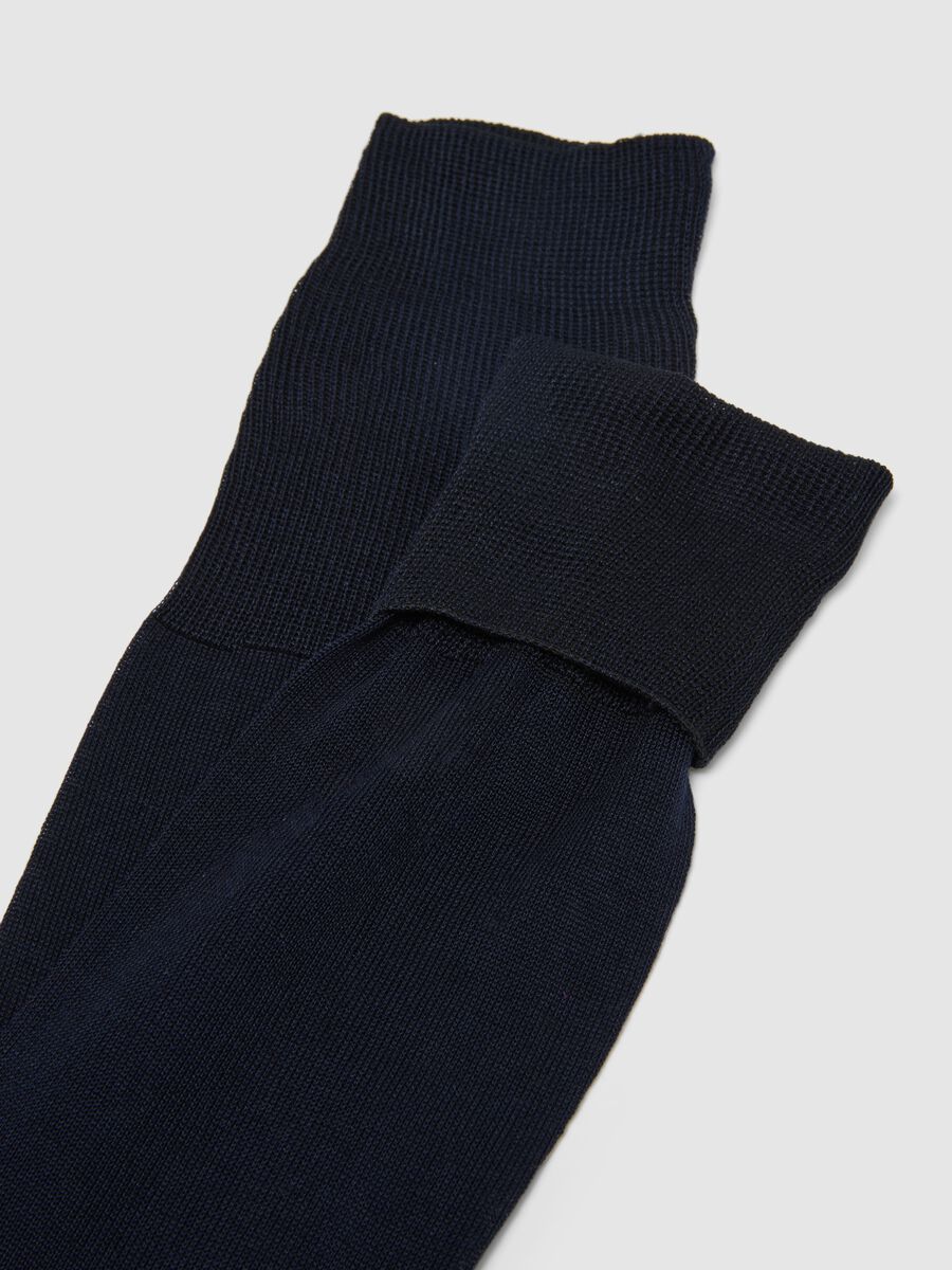 Blue pure cotton regular fit long socks tripack_1