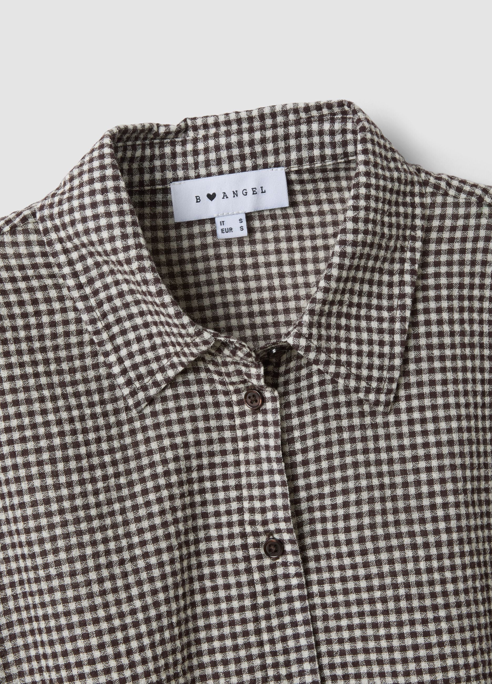 Multicoloured gingham cropped stretch-cotton shirt