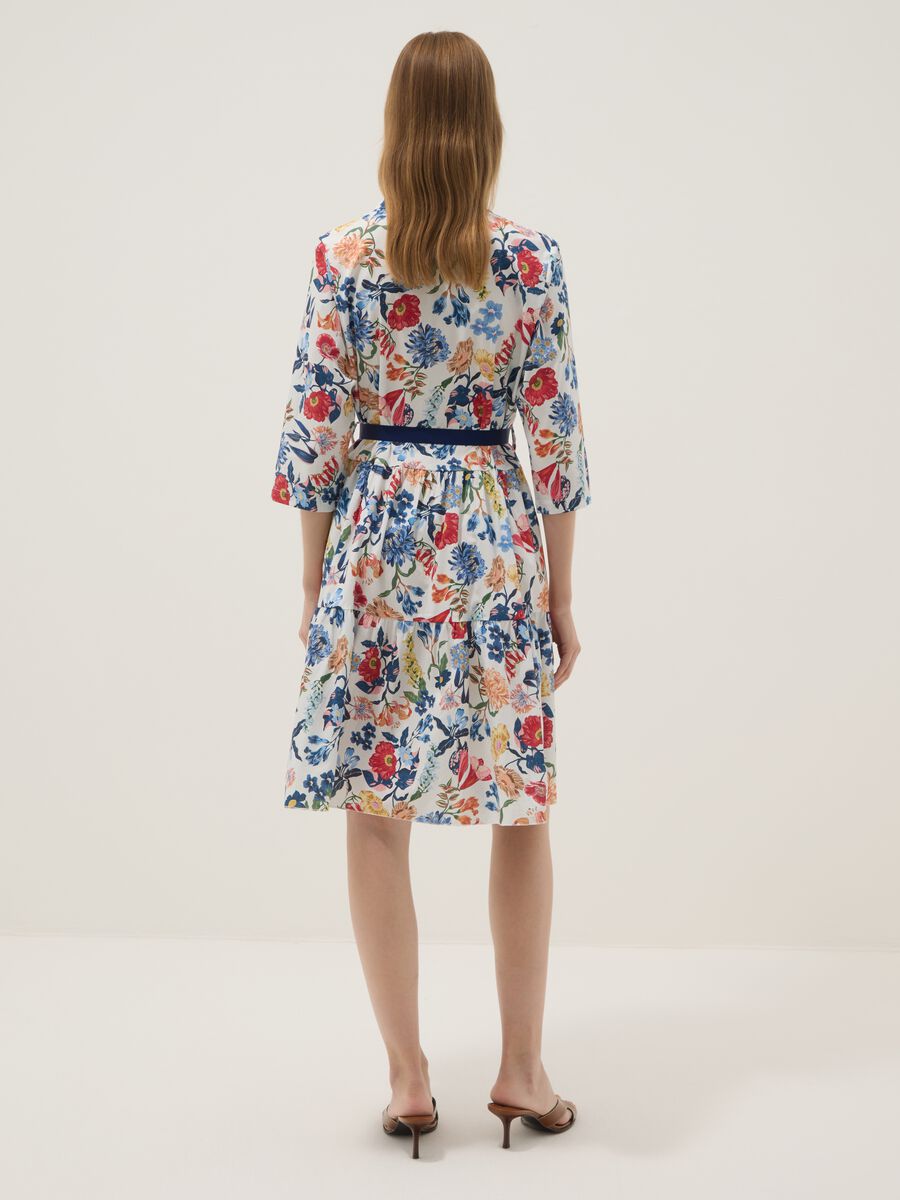 White midi dress in stretch cotton with floral print_3