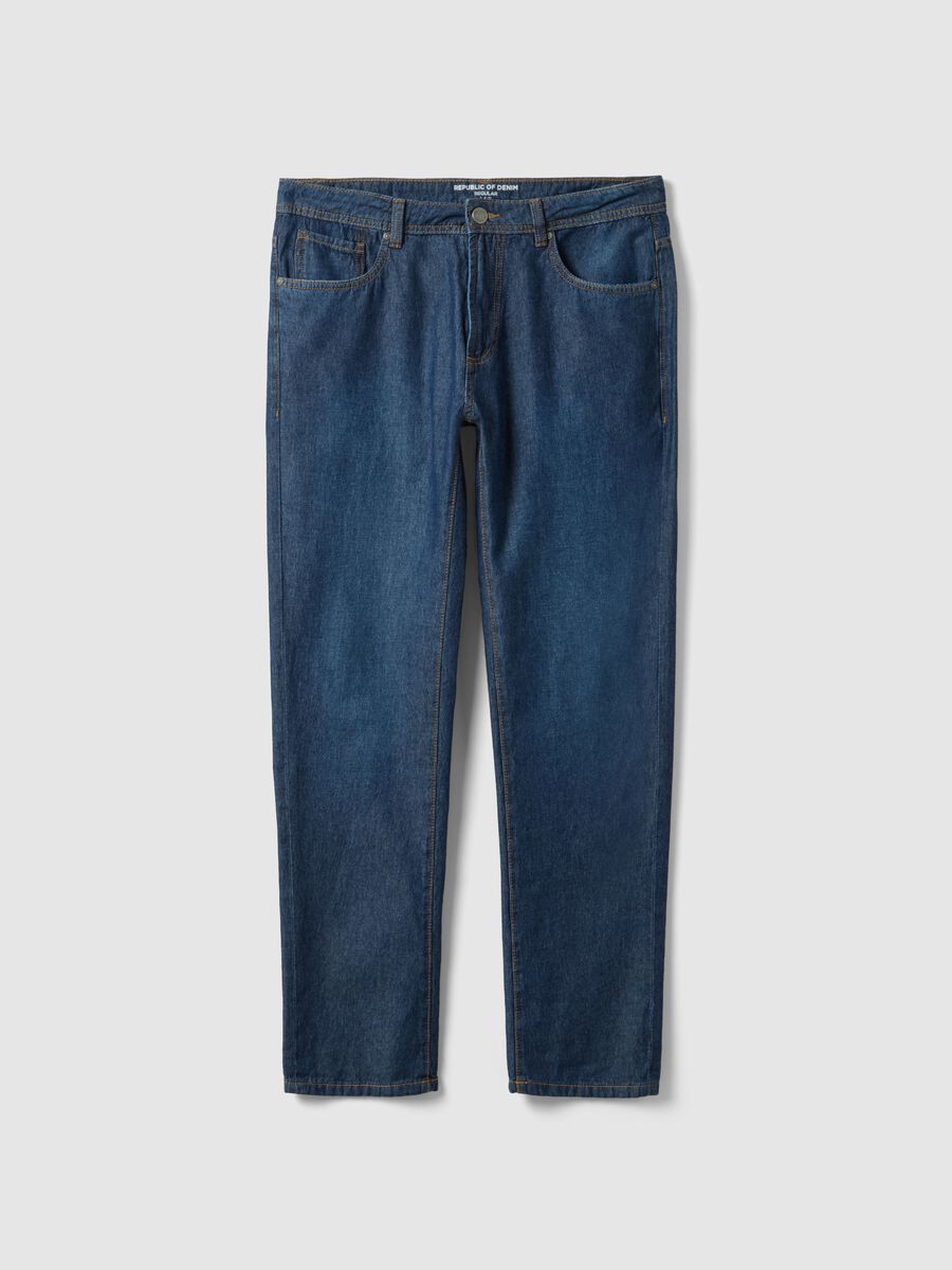Blue Regular Fit Denim Pure Cotton Jeans_0