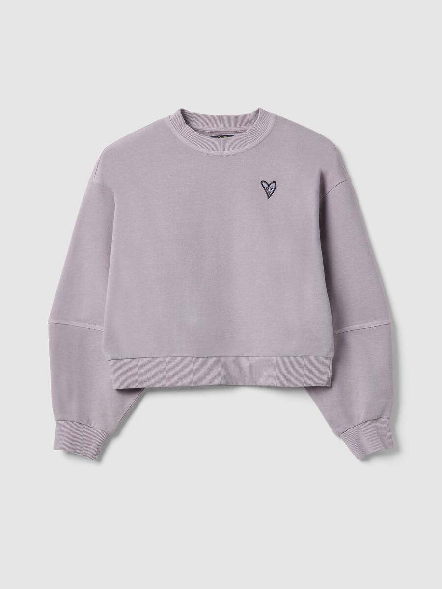 Oversized fit purple cotton crew neck sweatshirt for girls_3