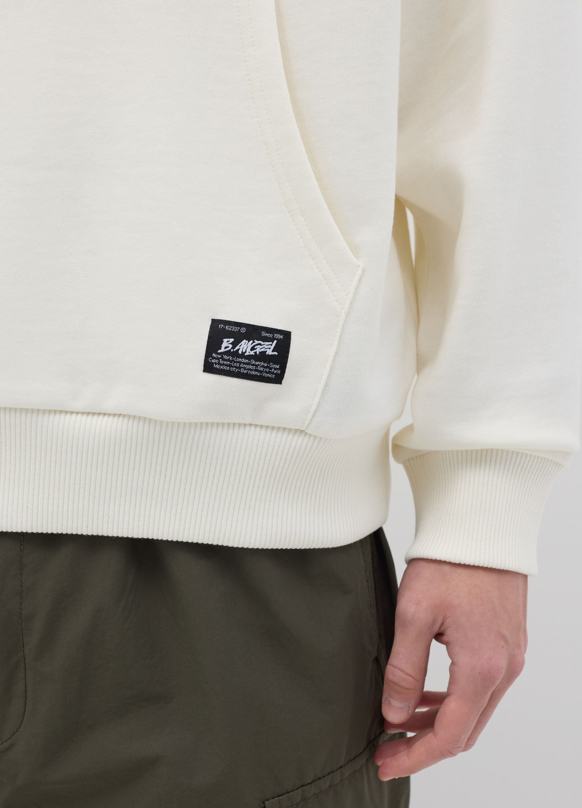 Over-fit cotton hoodie.