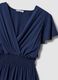 Long blue pure-viscose dress with wrap V-neck, regular fit_5