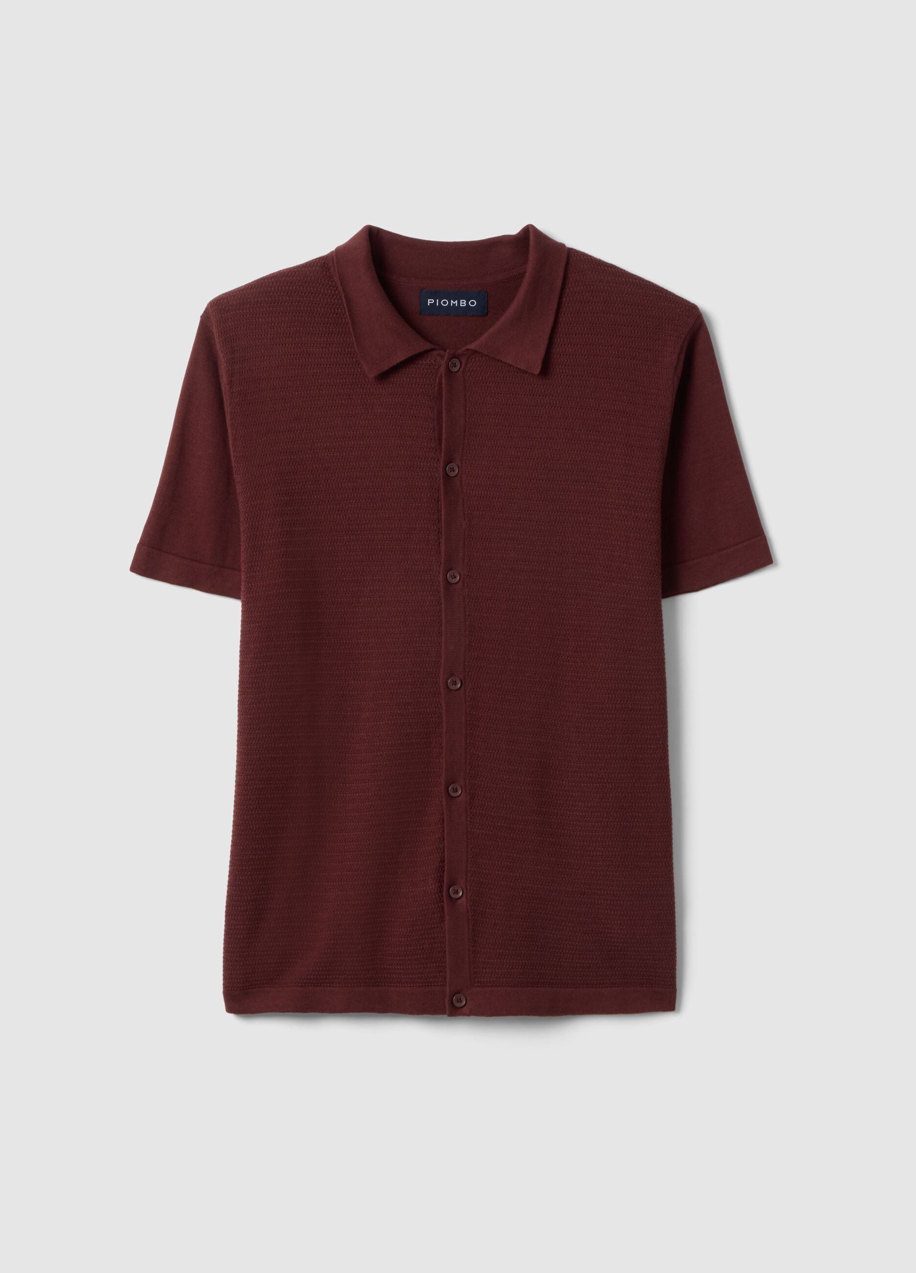 Regular fit red pure cotton polo with buttons