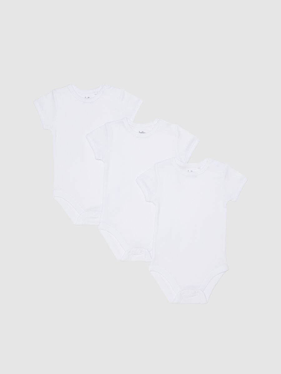 Newborn White Bodysuit Tripack in Pure Organic Cotton_0