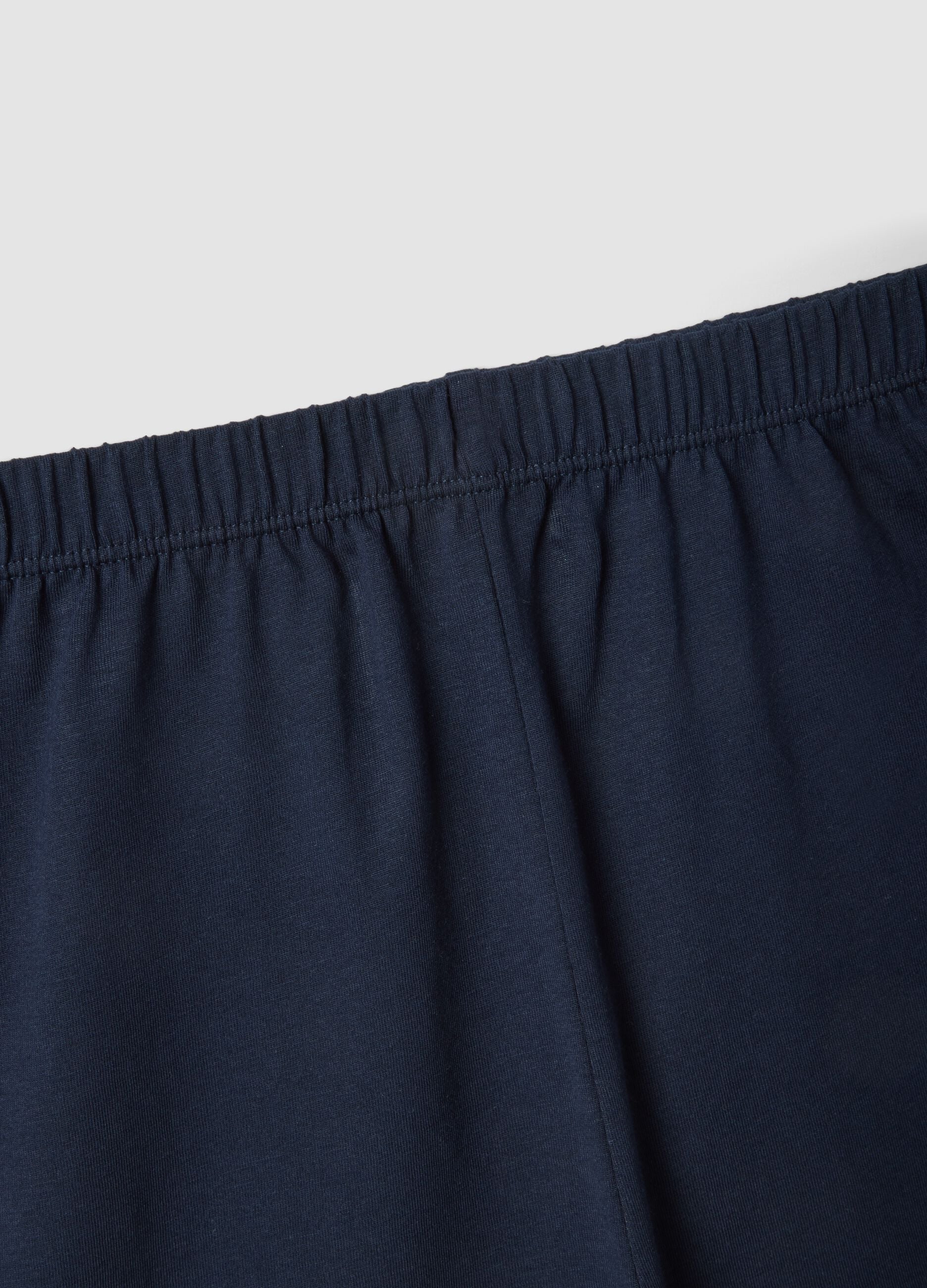 White pure cotton boys&rsquo; pyjamas with blue shorts