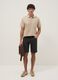 Black stretch cotton Bermuda shorts_0