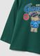 T-shirt verde in puro cotone organico con stampa cagnolino per bimbo_2