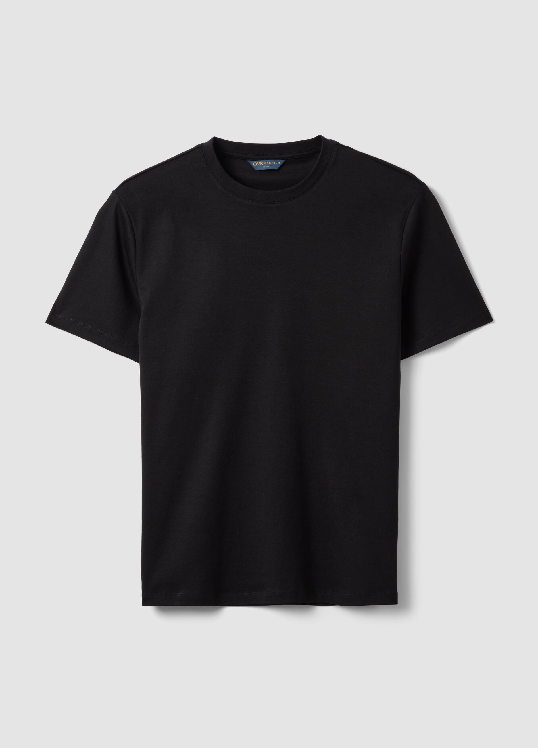 Black slim-fit T-shirt in pure mercerised cotton