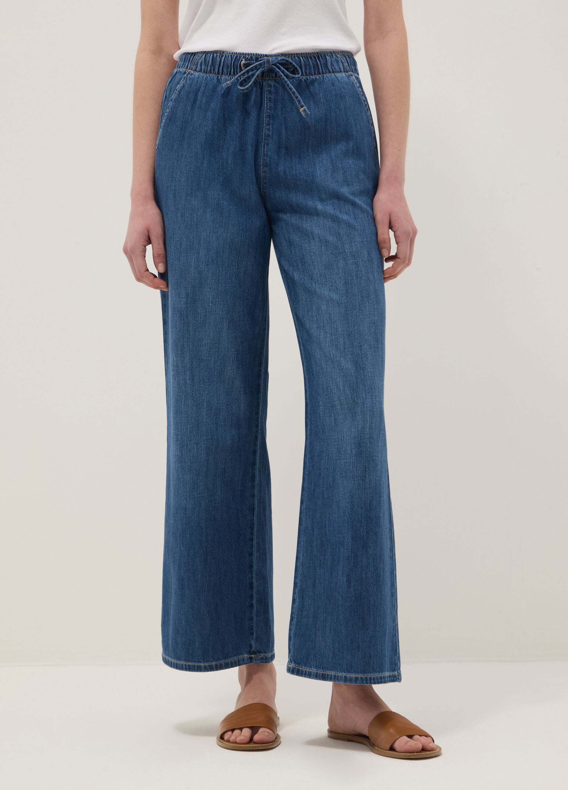 Wide-Leg Pure Cotton Trousers
