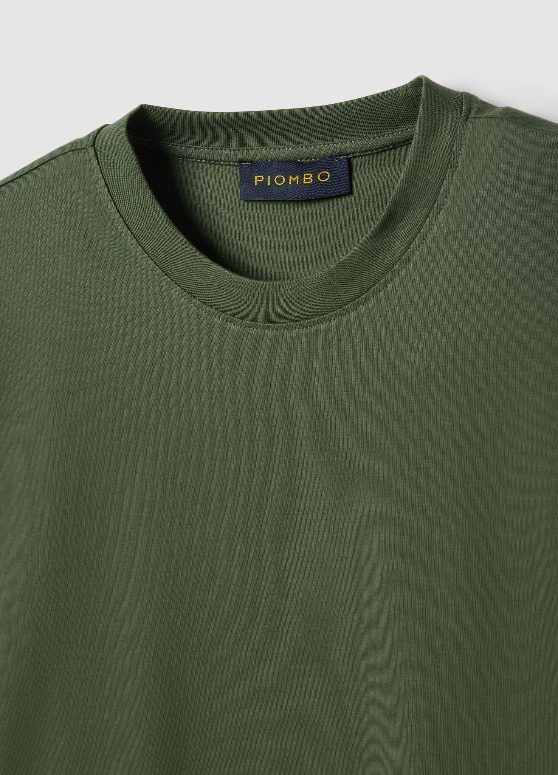 Green pure cotton crew neck T-shirt relaxed fit