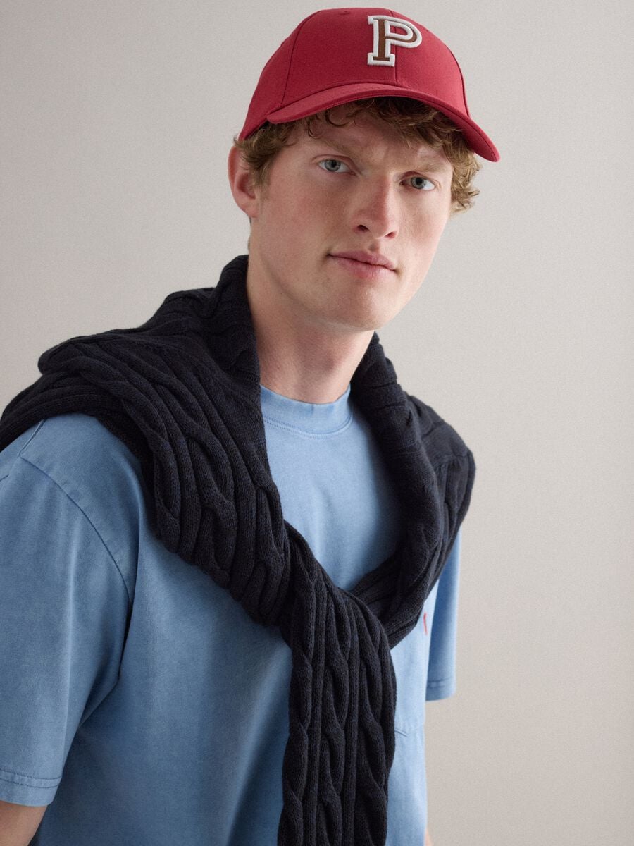 Sky blue pure cotton crew neck T-shirt with relaxed fit_1