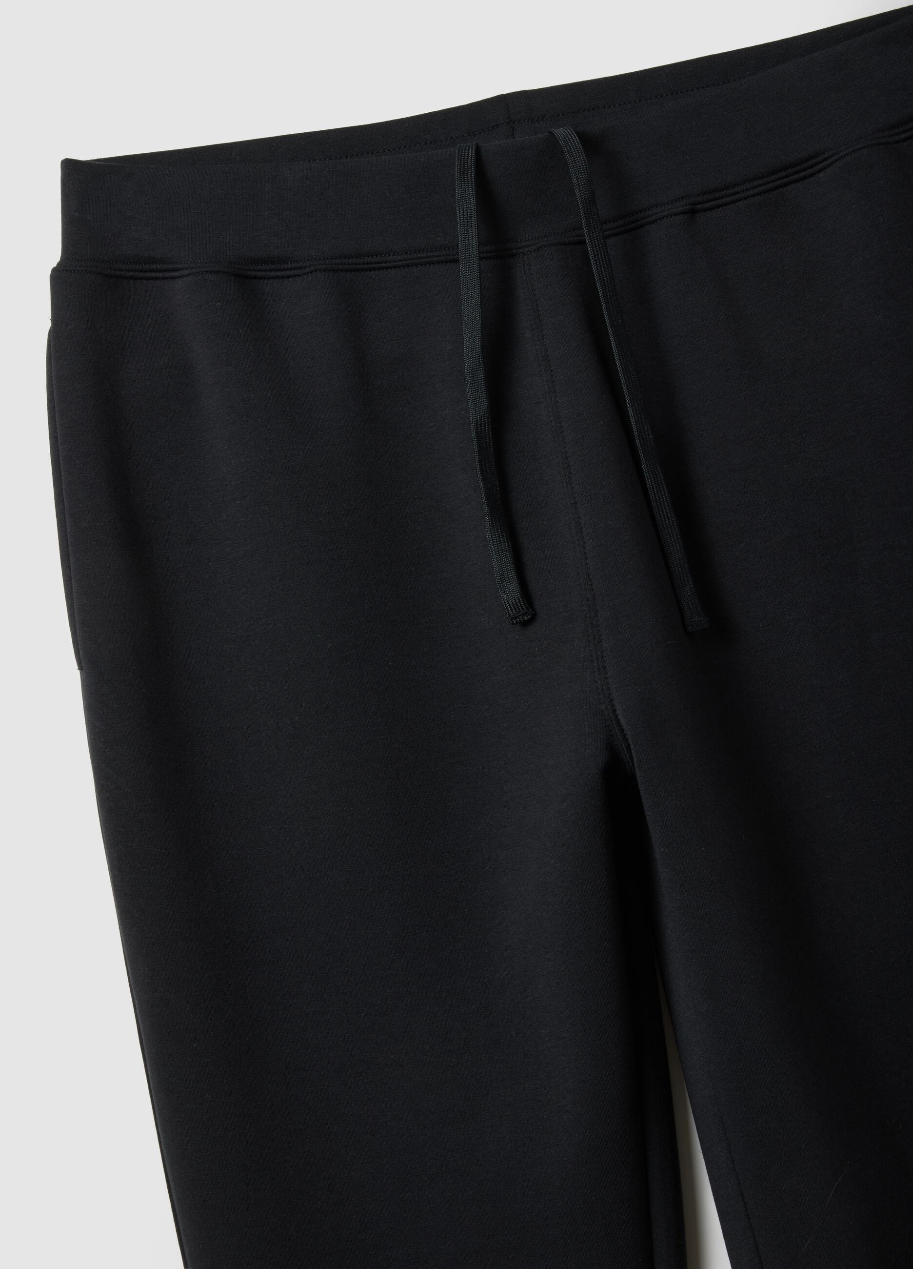 Black Cotton Blend Regular Fit Jogger Trousers