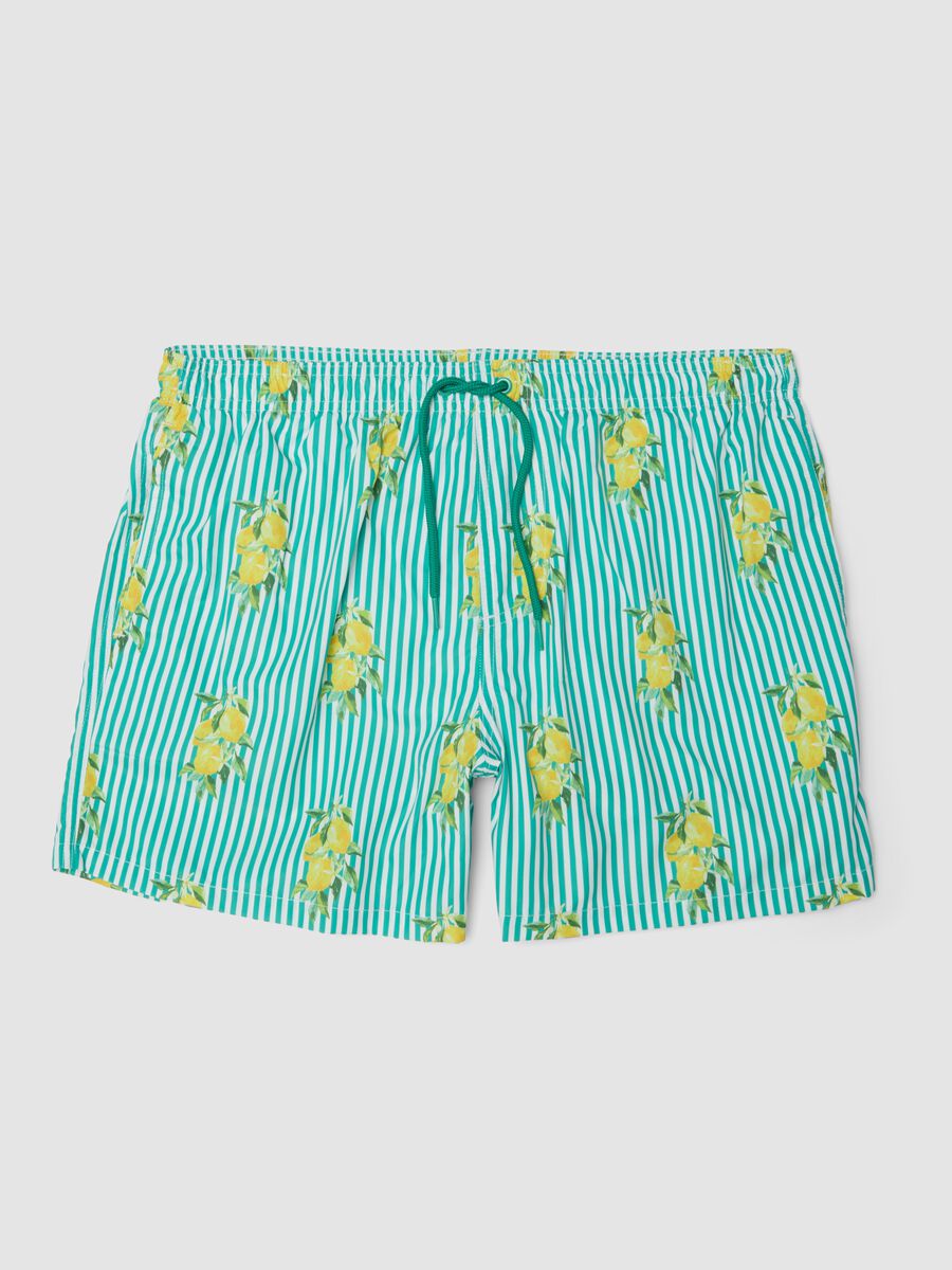 Blue striped swim shorts with lemon print_5
