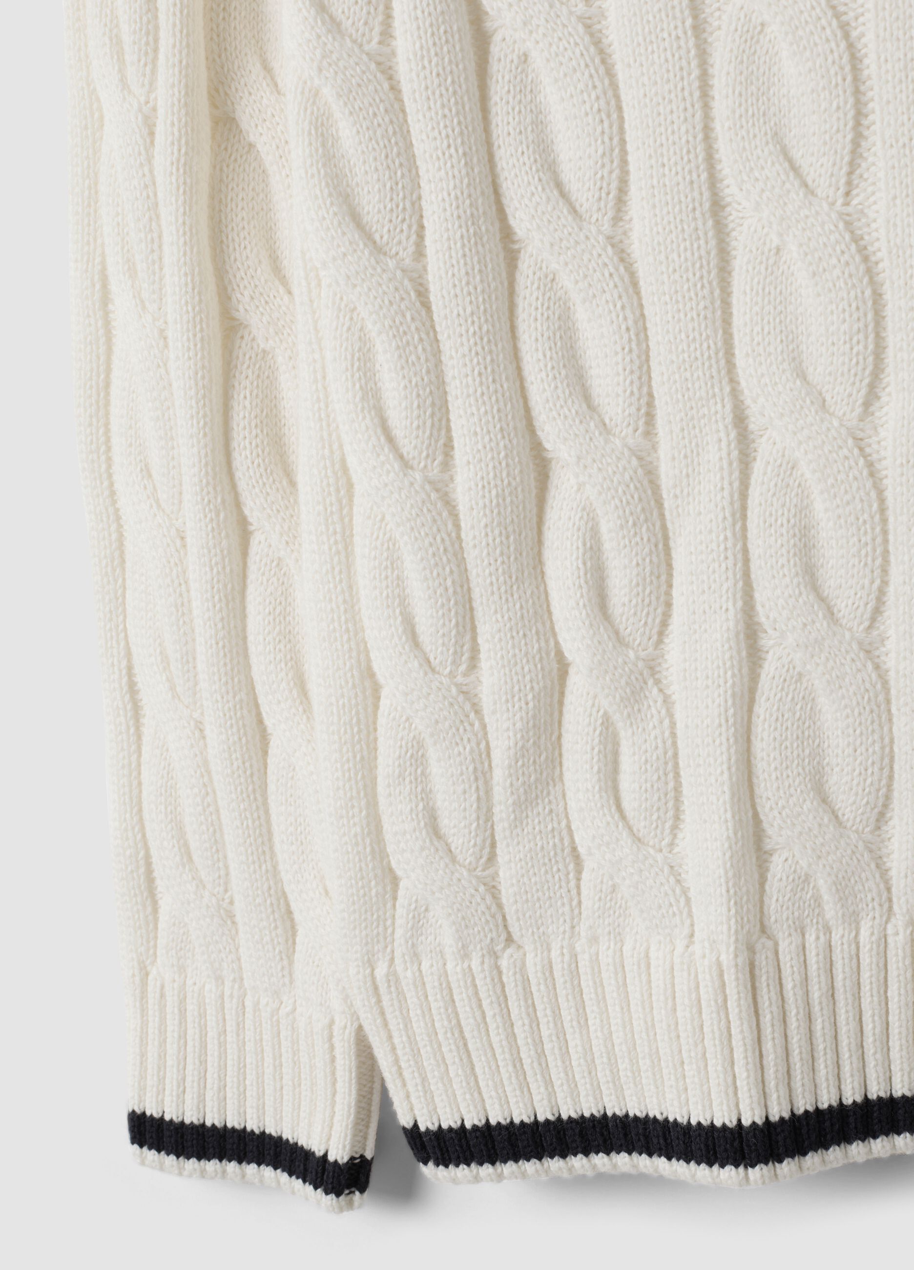 White pure cotton cable-knit oversized jumper for boys