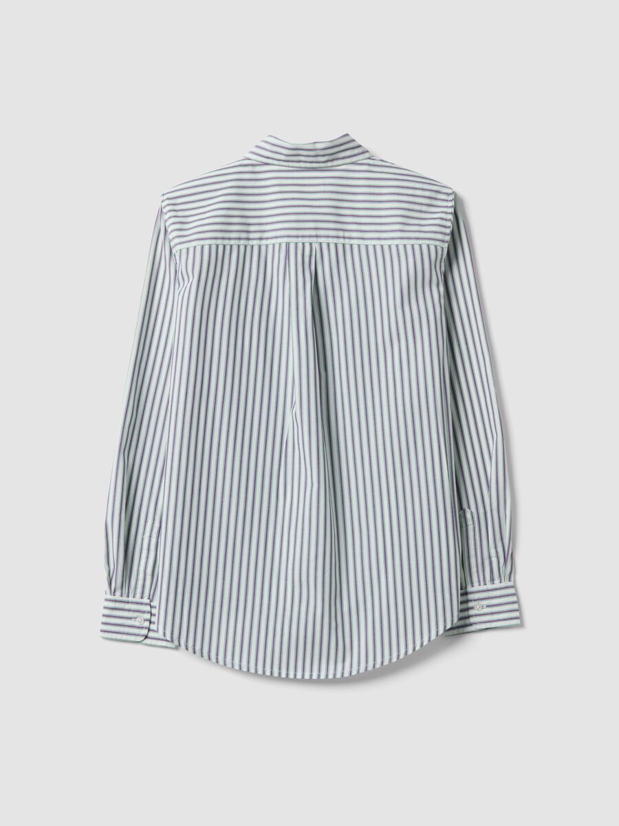White cotton poplin shirt with purple stripes, regular fit_6