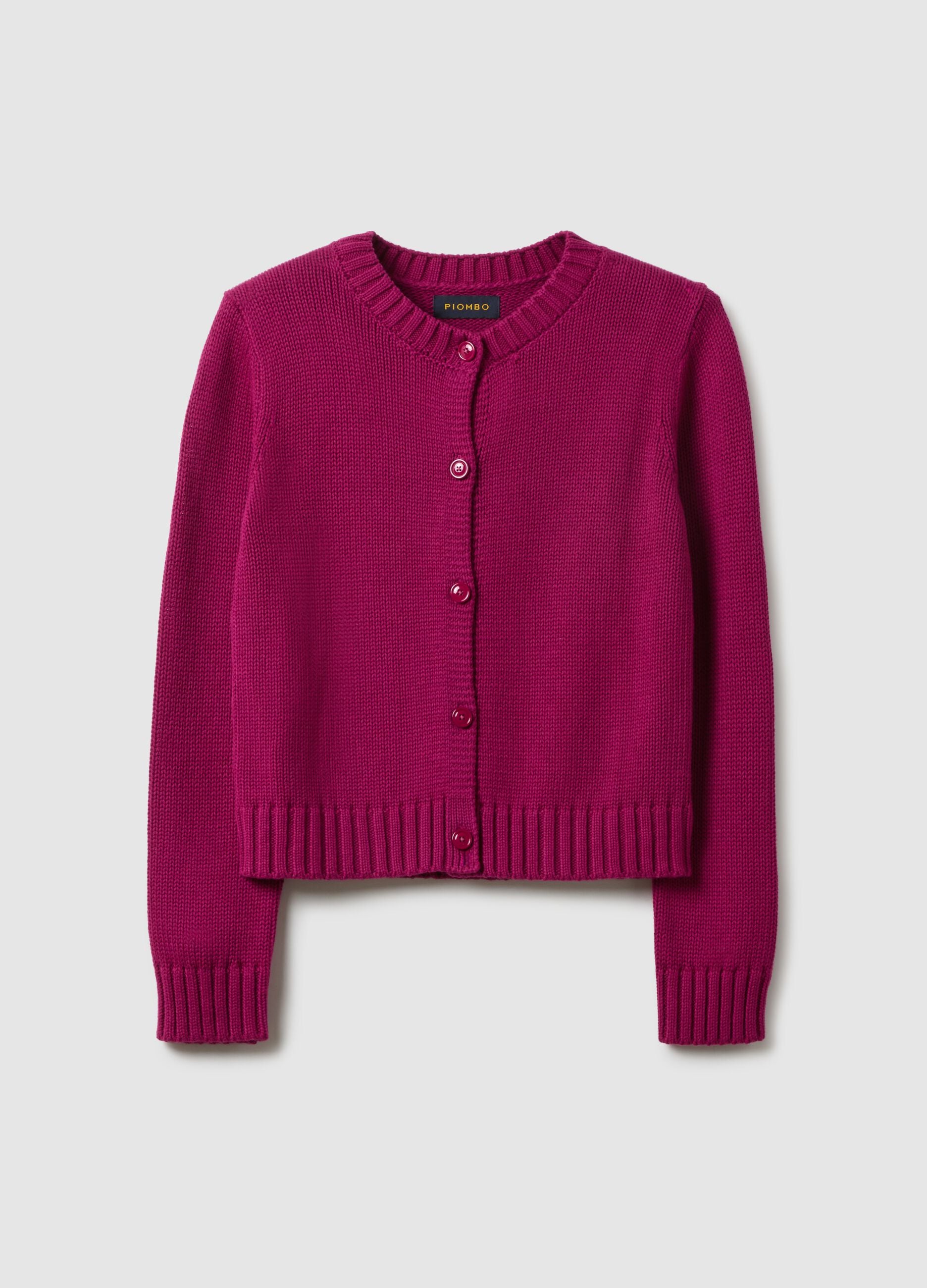 Red cardigan in pure cotton regular fit with buttons