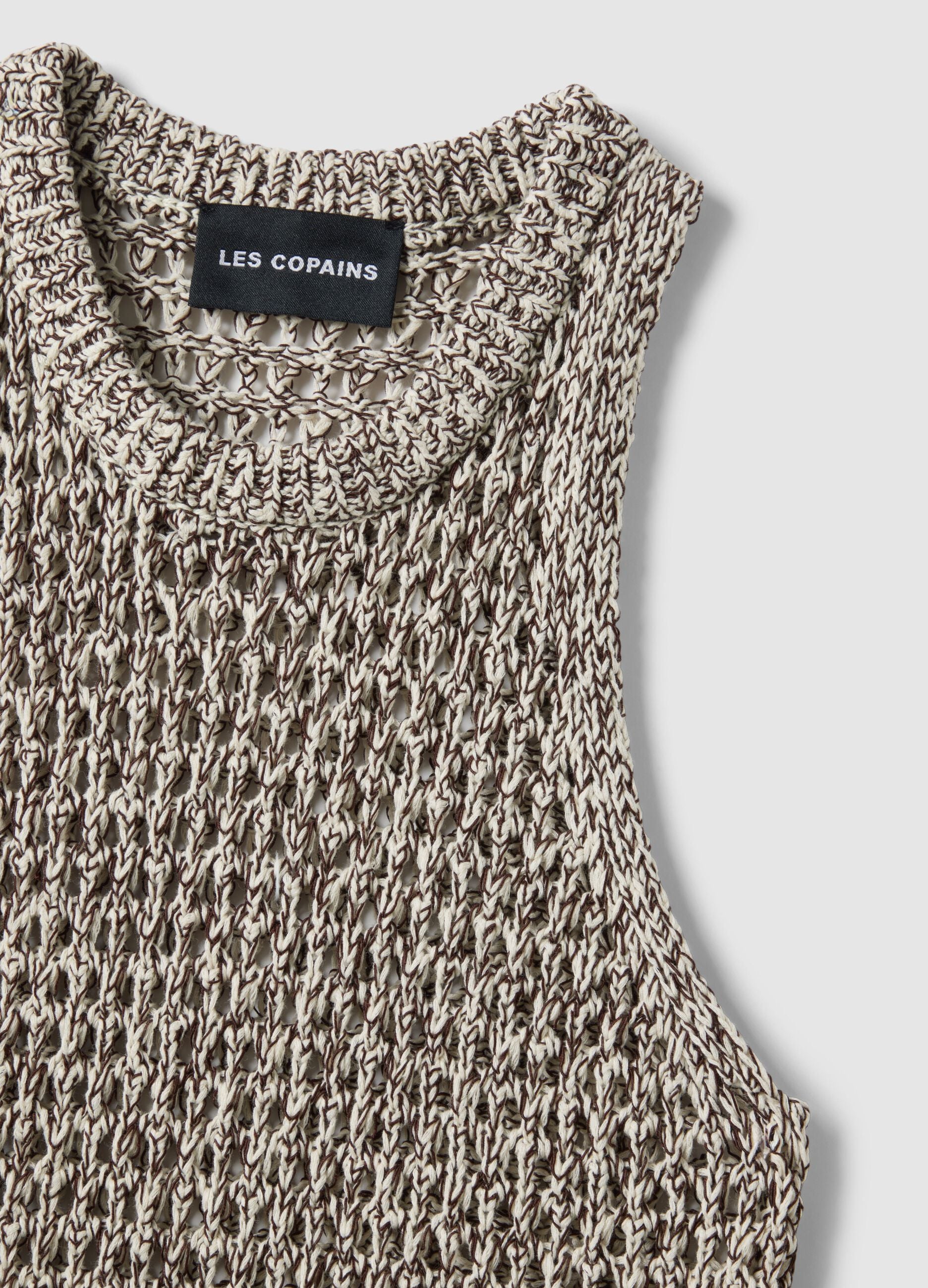 Multicoloured regular fit cotton blend tank top with knitted design