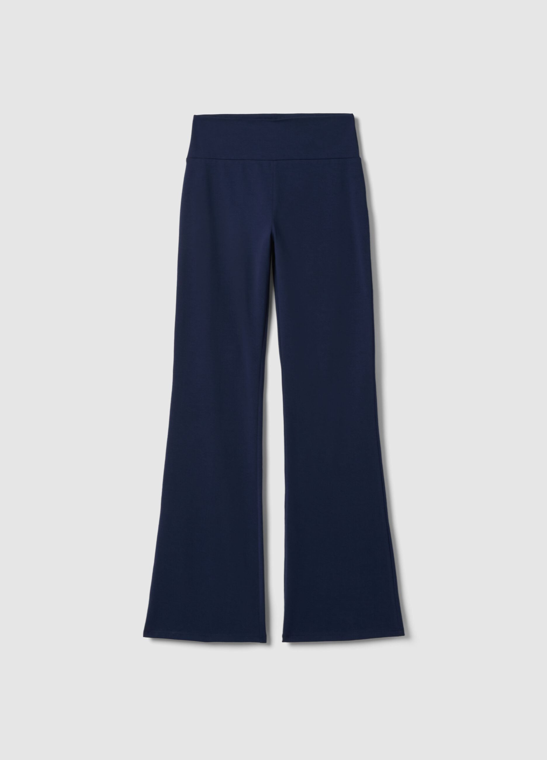 Blue Stretch Cotton Flare Fit Leggings