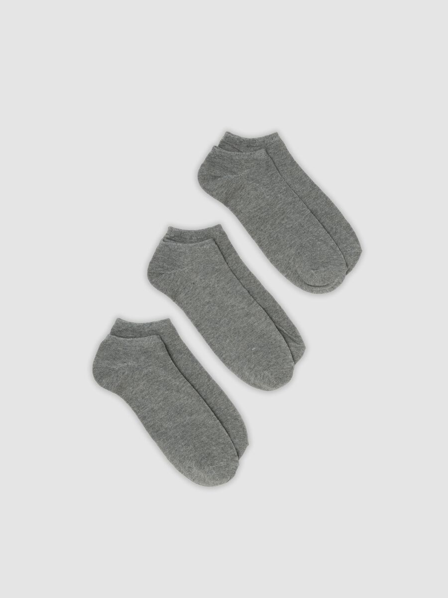 Tripack di calze alla caviglia grigie in cotone organico elasticizzato_0