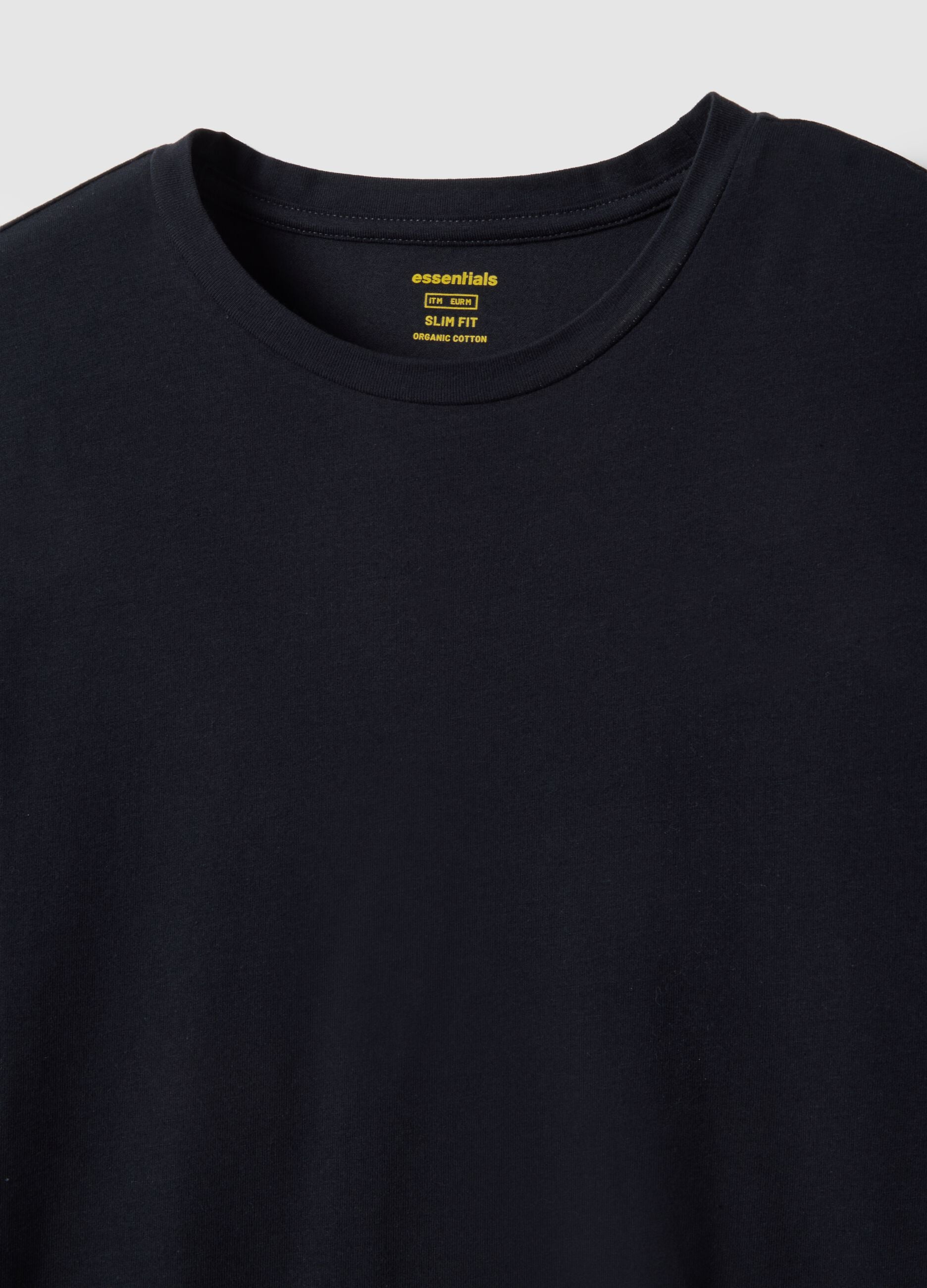 Black slim fit stretch cotton T-shirt