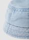 Light blue stretch-cotton denim bucket hat for boys with embroidery_1