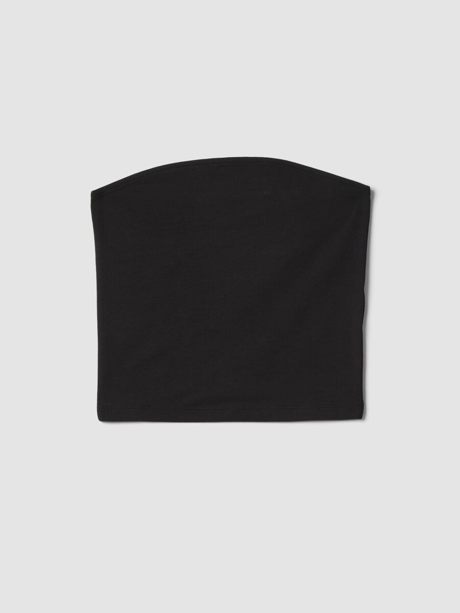 Top fitted a fascia nero in cotone elasticizzato da ragazza_3