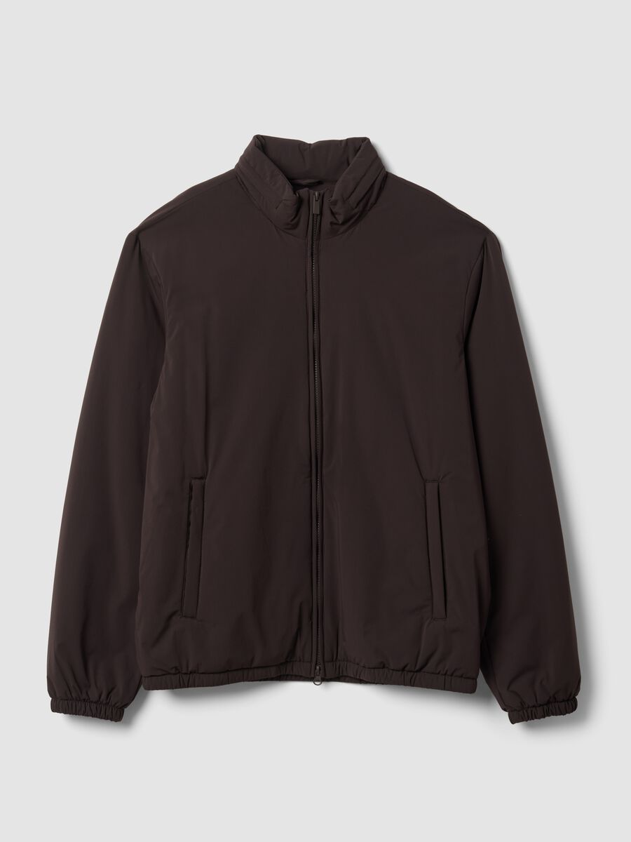 Brown padded stretch-fabric jacket, regular fit_0