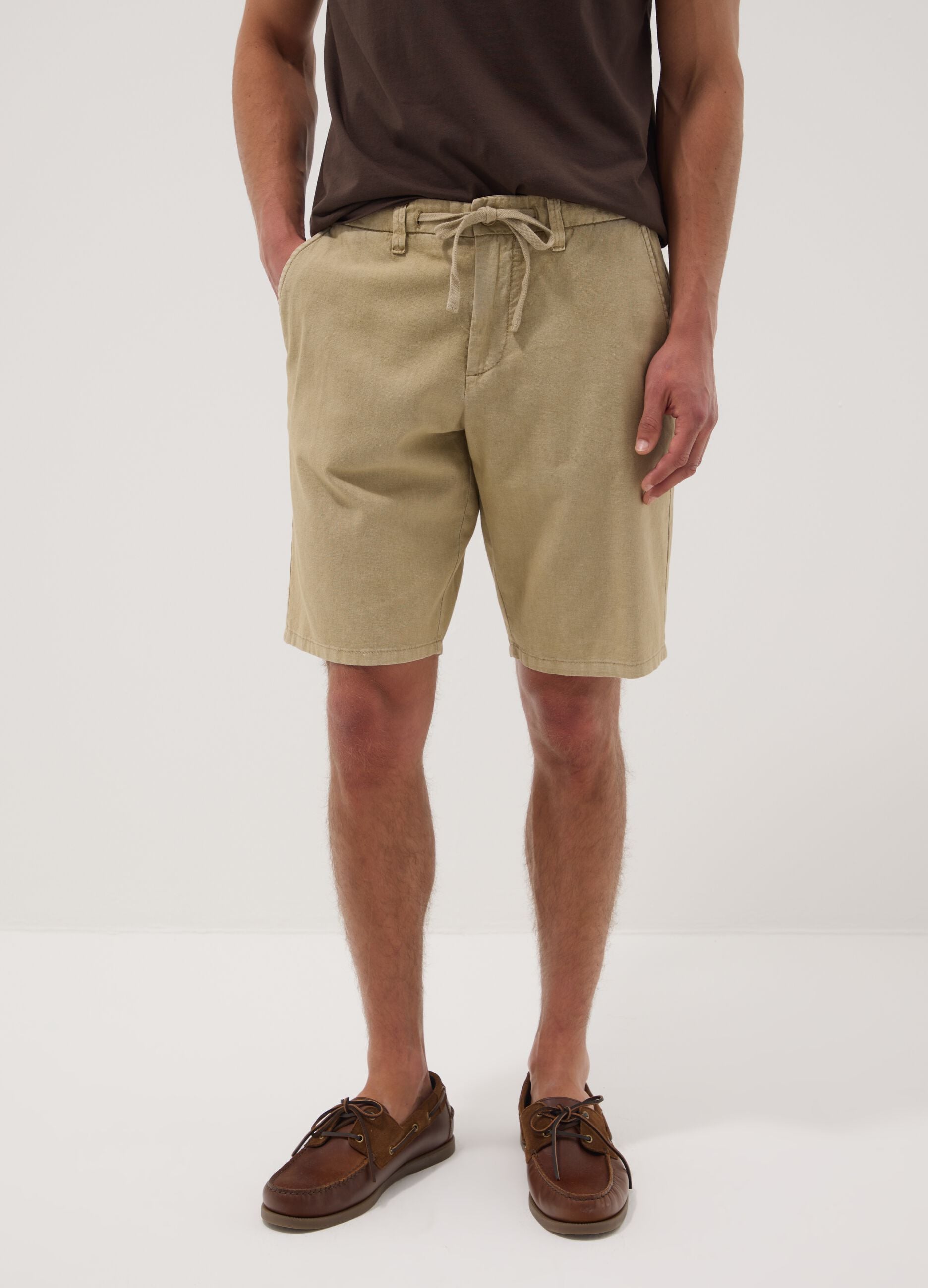 Bermuda chino beige in misto lino e cotone