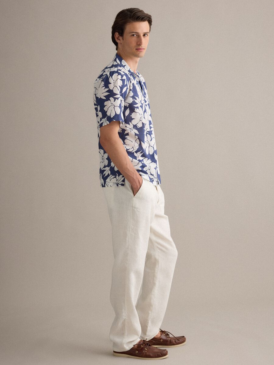 Blue organic cotton floral shirt_1
