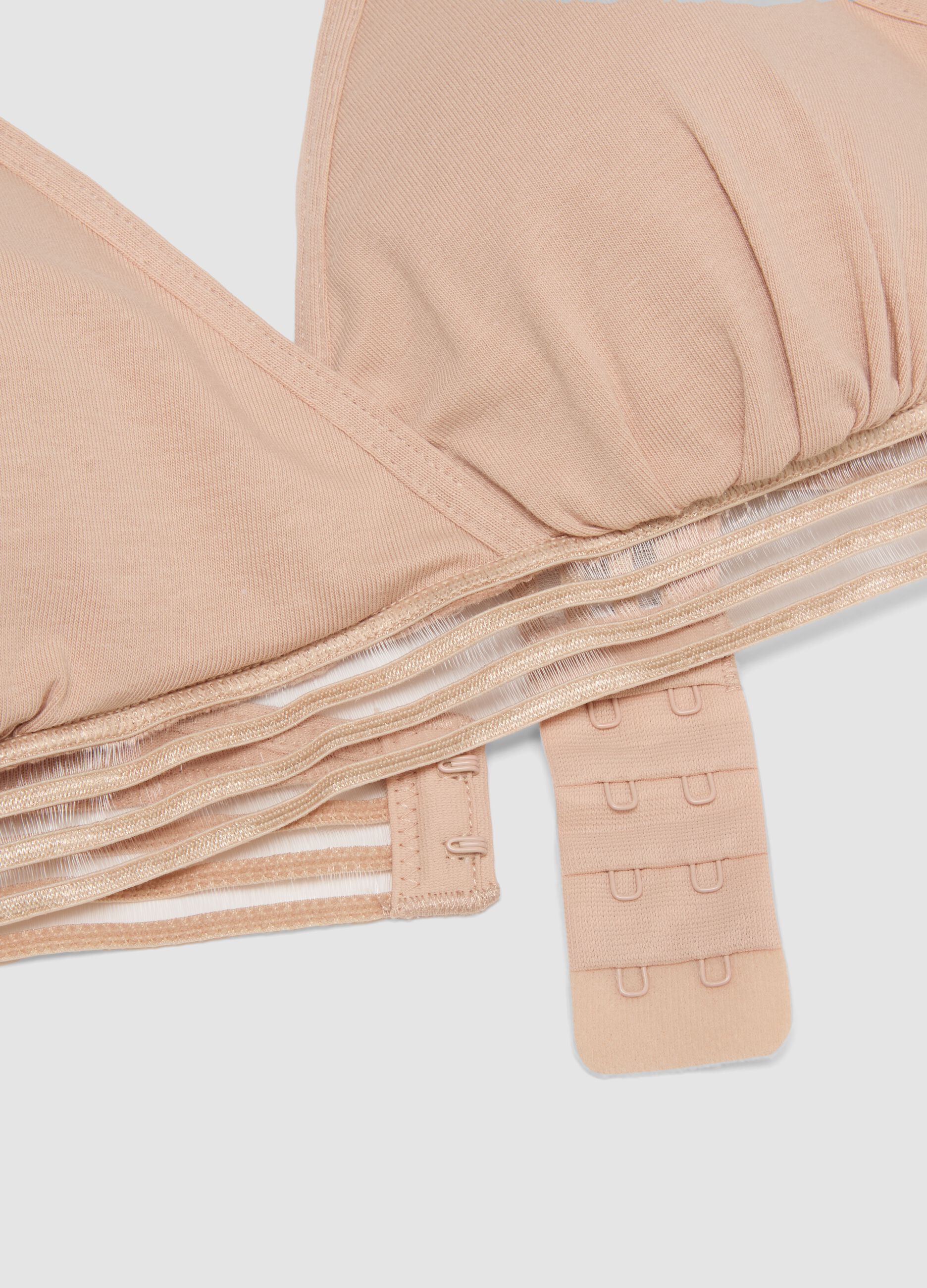 Beige stretch cotton bra with removable padding
