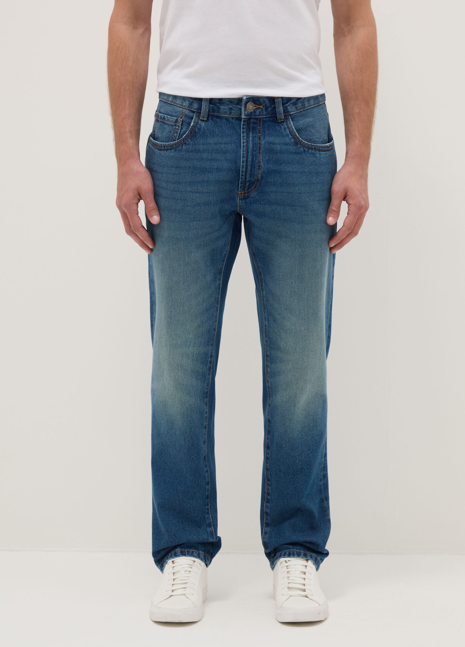 Pure Cotton Blue Regular Fit Jeans