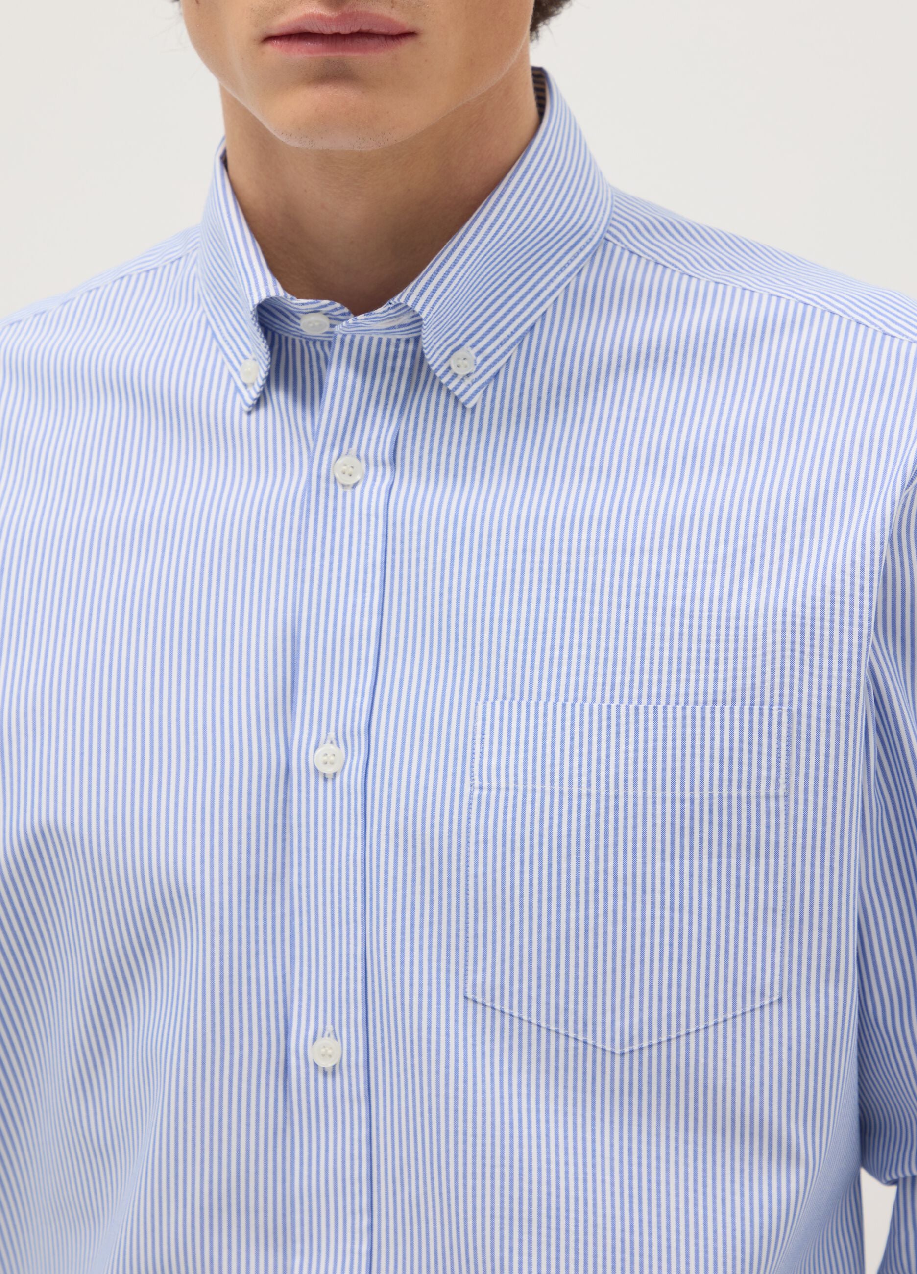 Multicolour striped shirt in cotton blend regular fit easy iron