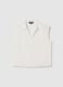 White sleeveless blouse in pure viscose regular fit with V-neck_4
