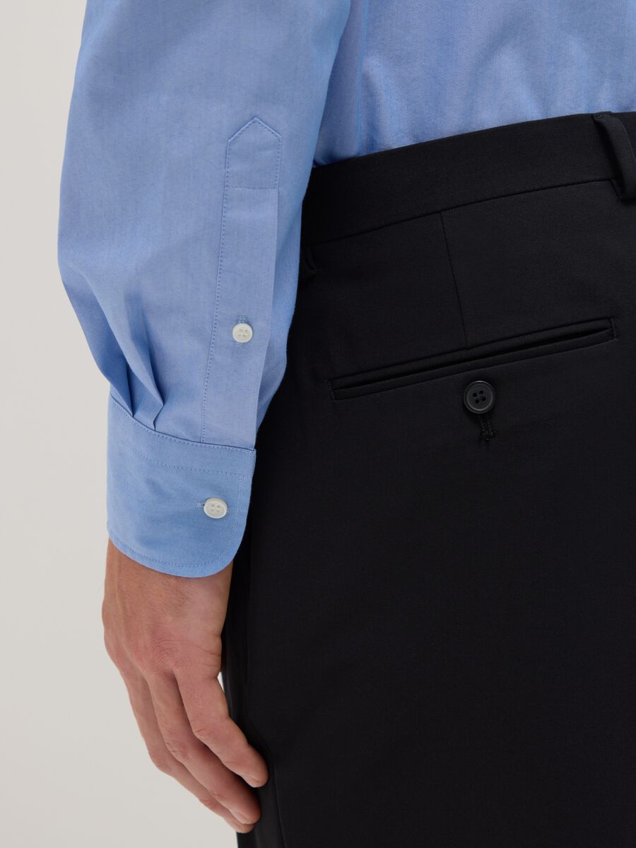 Blue cotton blend shirt regular fit easy iron_3