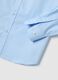 Blue cotton blend regular fit shirt_5