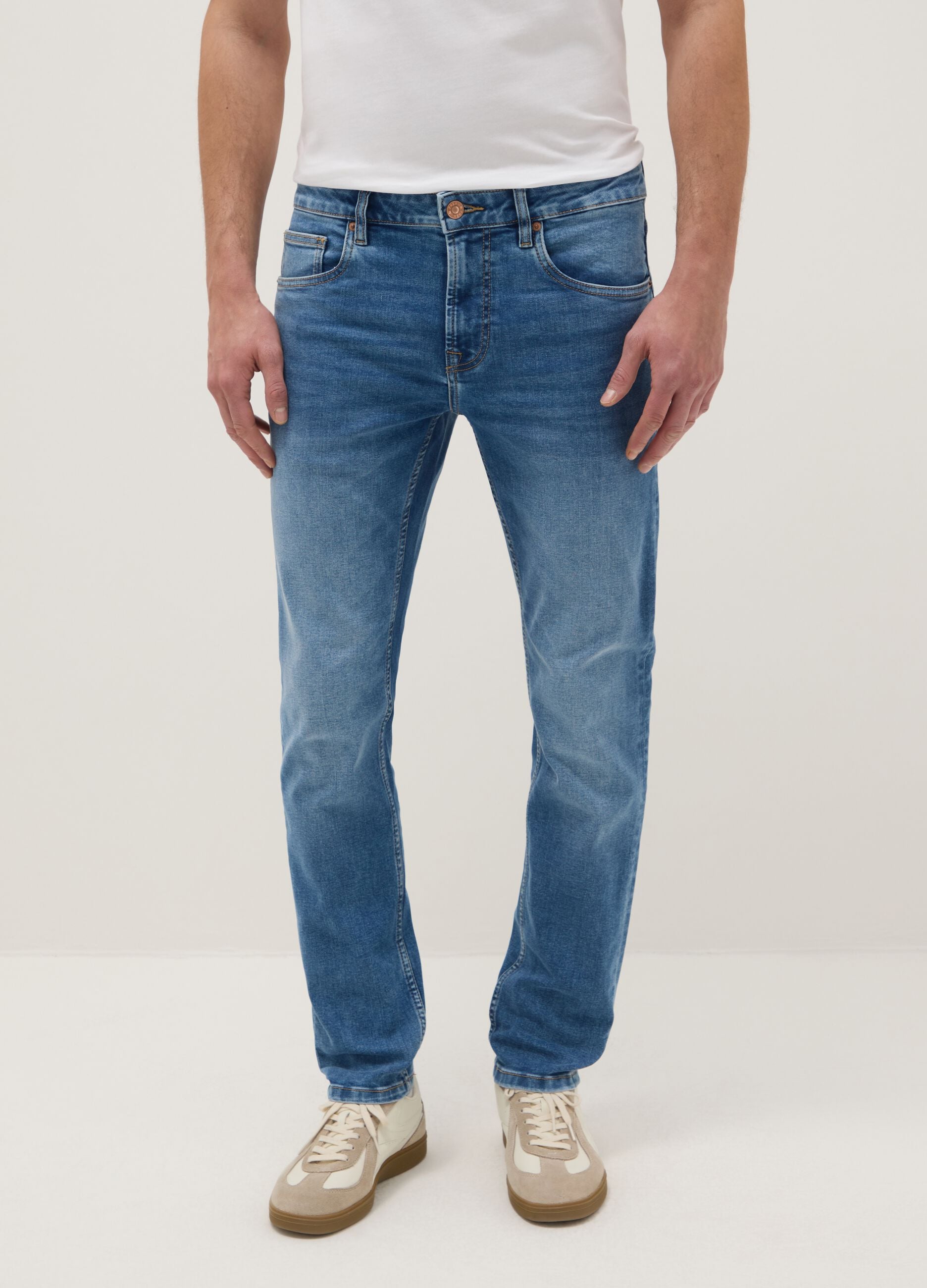 Blue Stretch Cotton Skinny Fit Jeans