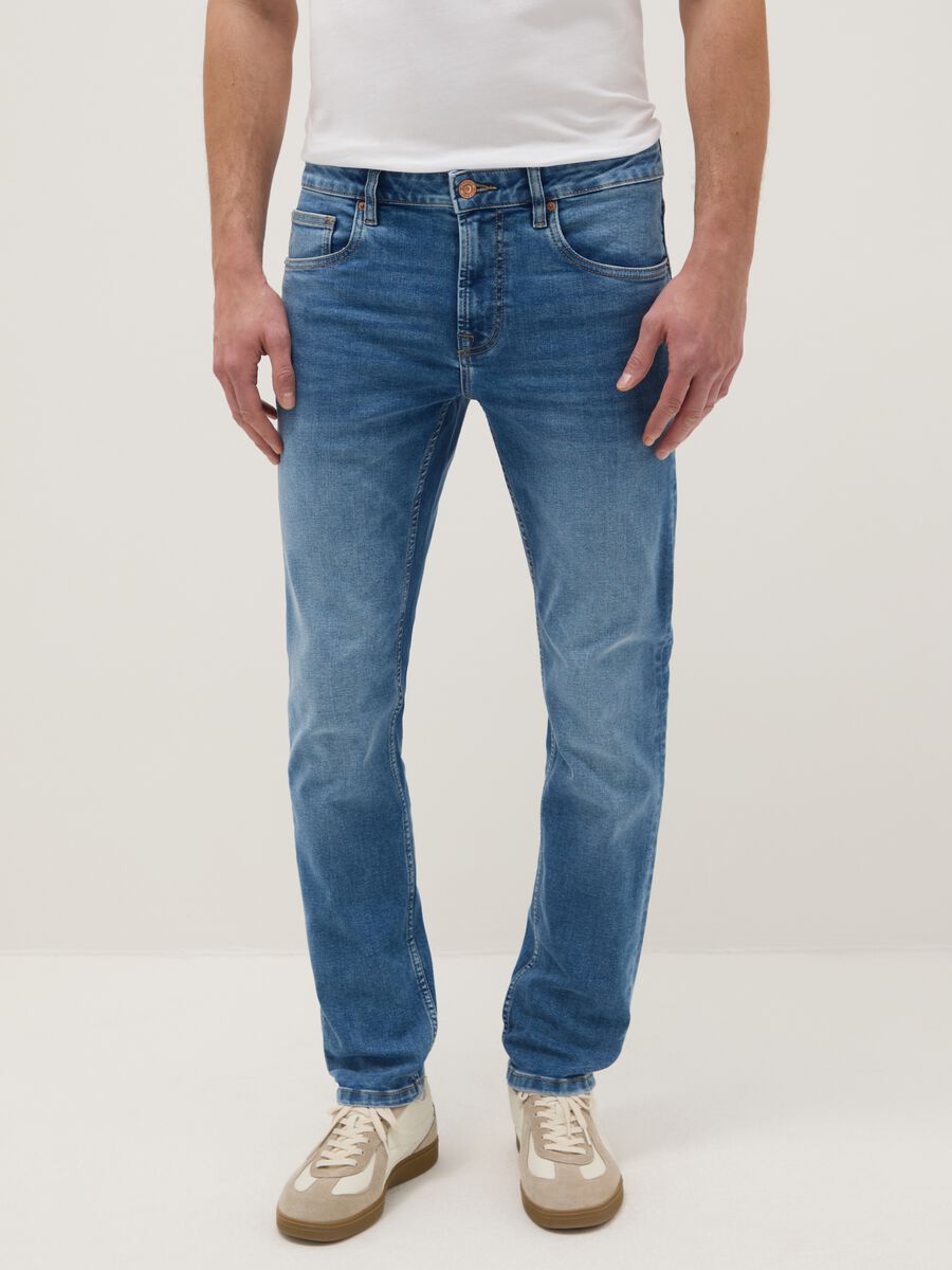 Blue Stretch Cotton Skinny Fit Jeans_1