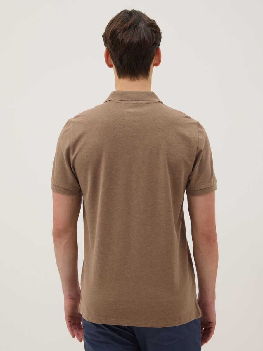 Brown pure cotton short-sleeve regular fit polo_2