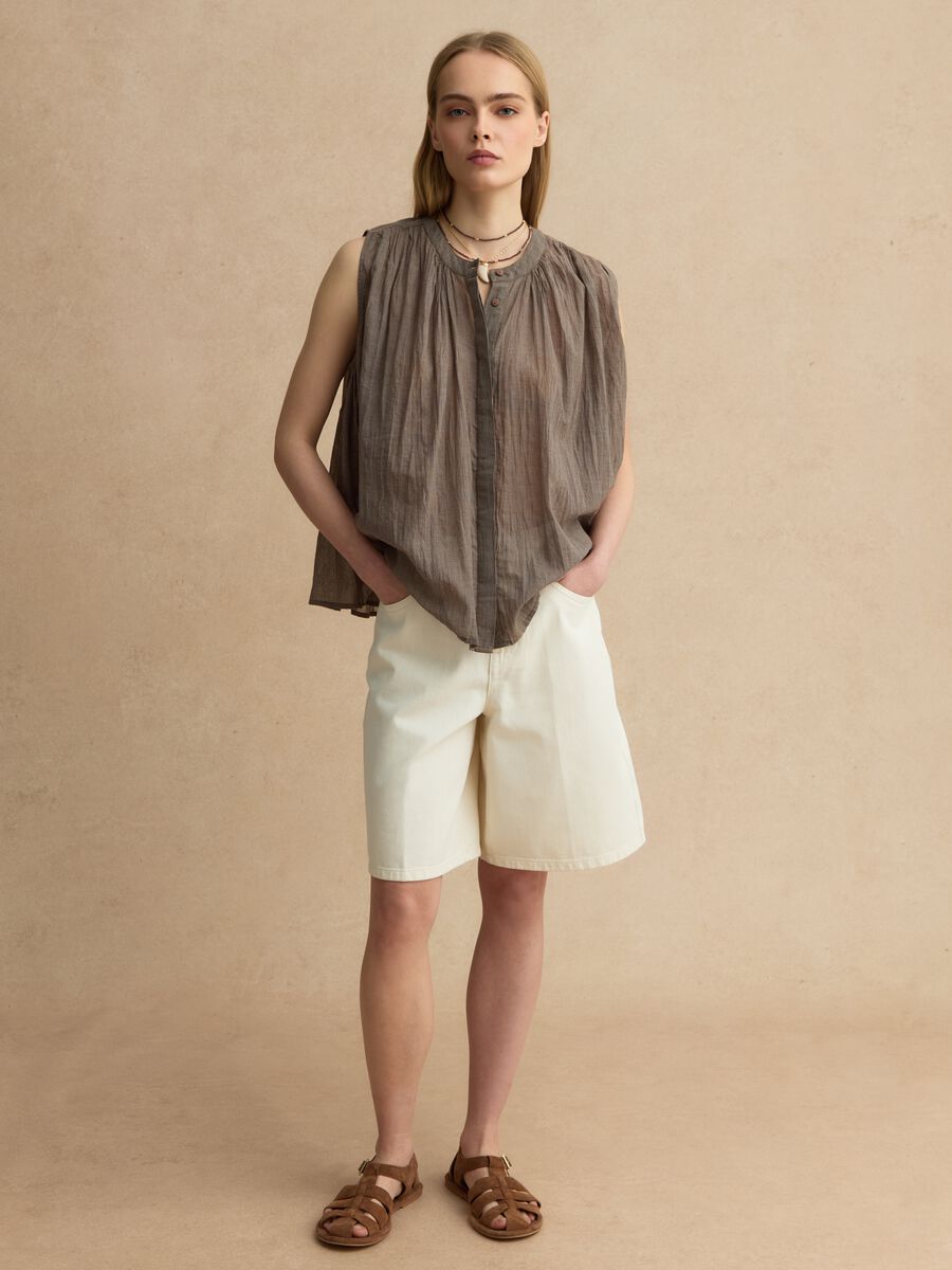 Brown Pure Cotton Sleeveless Blouse Regular Fit_2