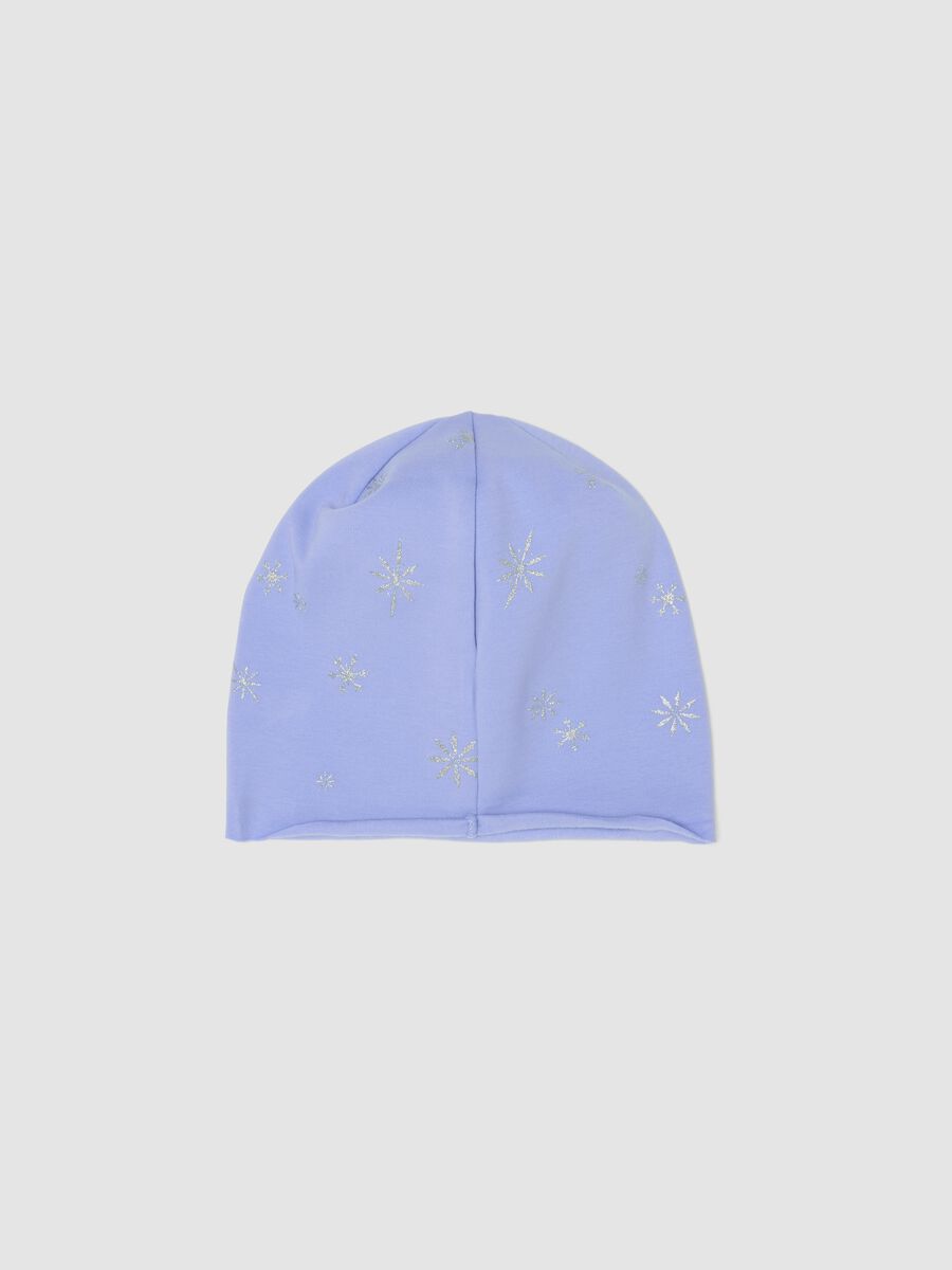 Purple stretch cotton jersey hat with Frozen print for girls_1