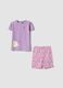 Purple stretch-cotton t-shirt and shorts set for girls, regular fit_0