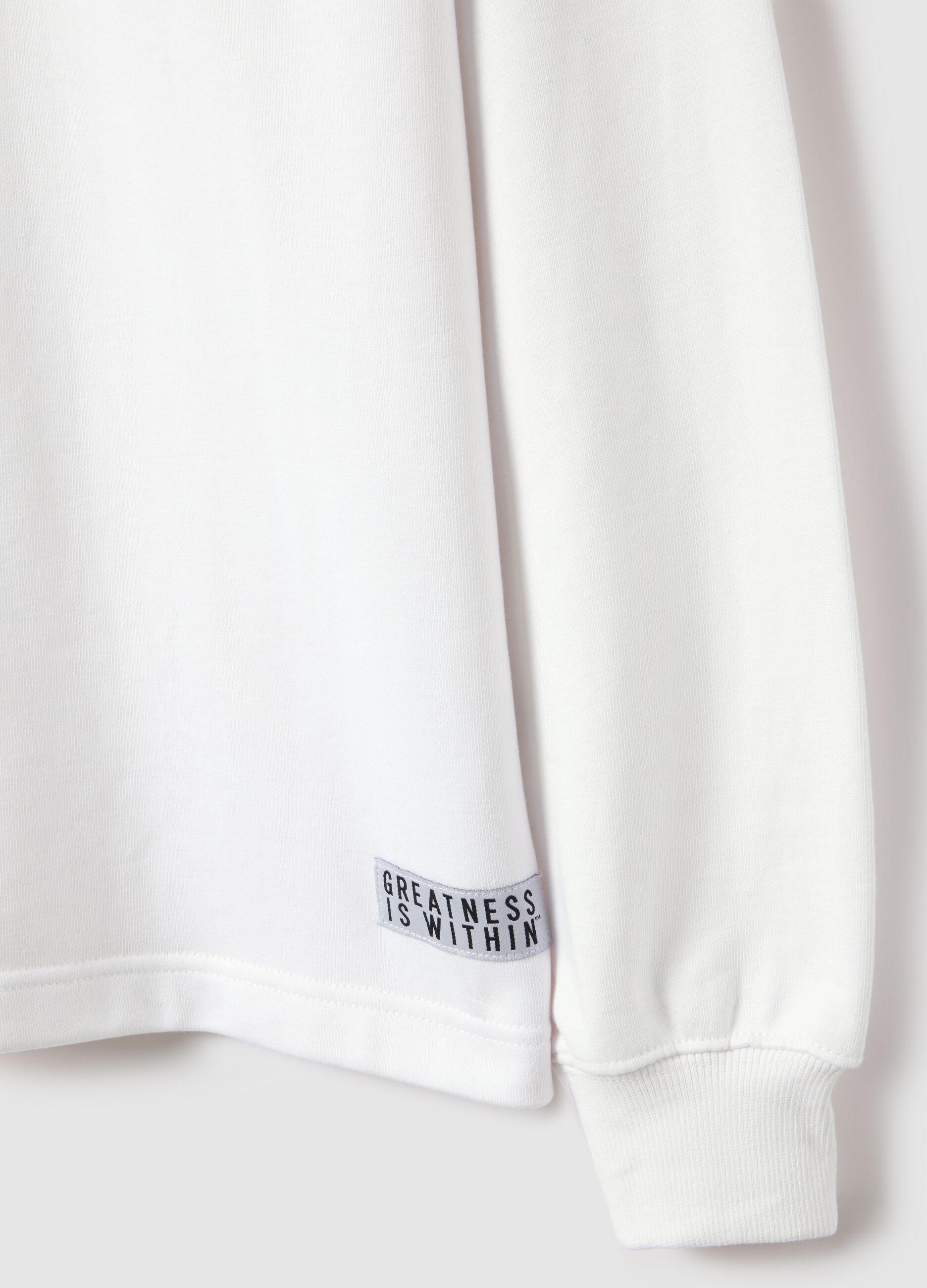 White long sleeve cotton blend regular fit top with logo