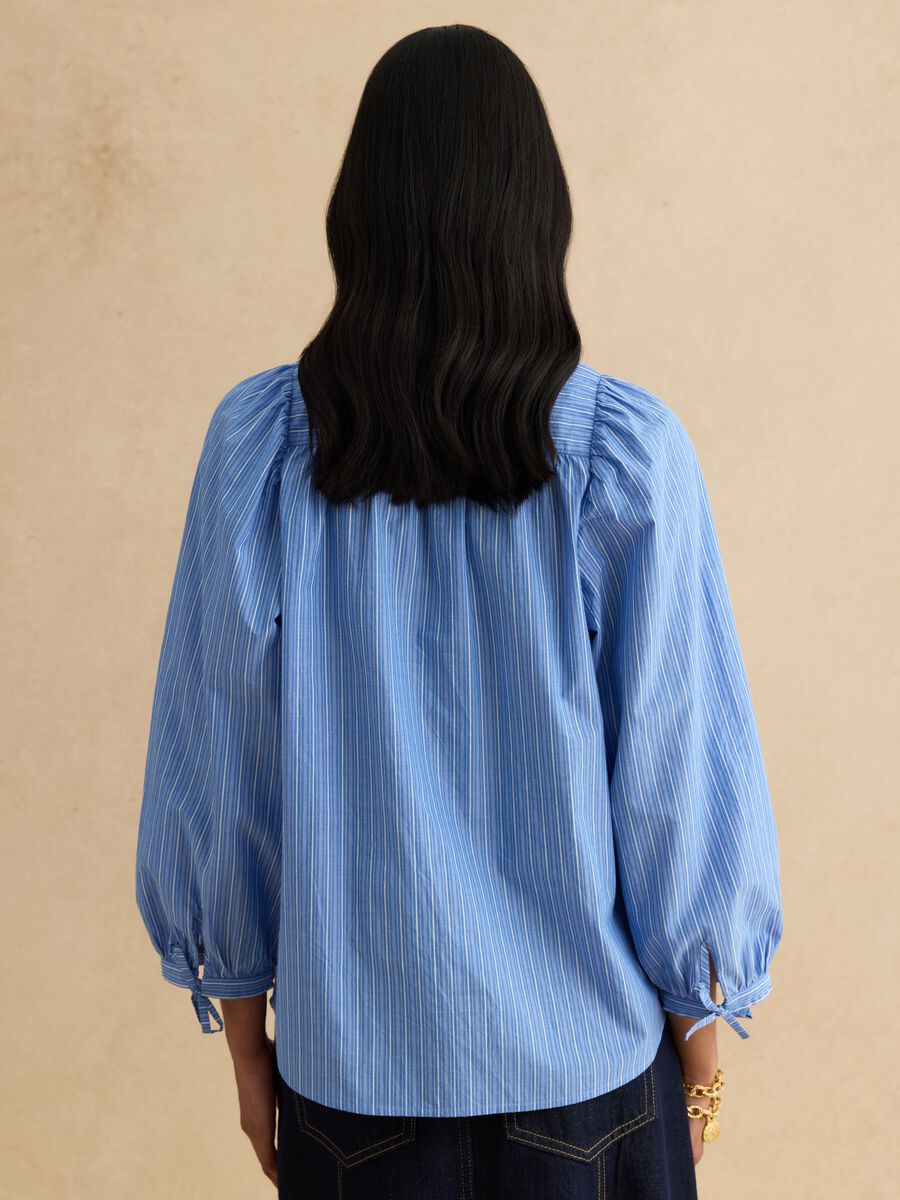 Multicolour striped pure cotton shirt with regular fit and Mandarin collar_0