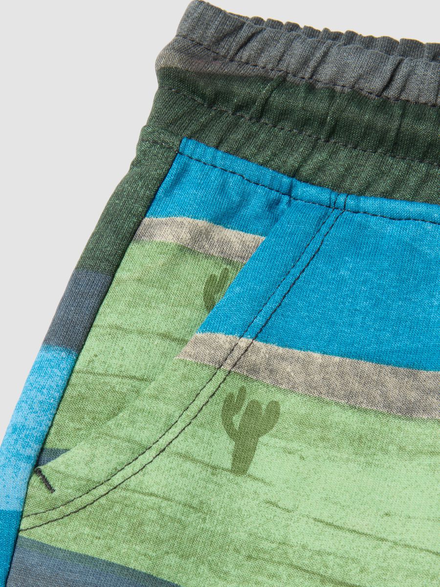 Multicoloured striped pure cotton shorts for boys_3