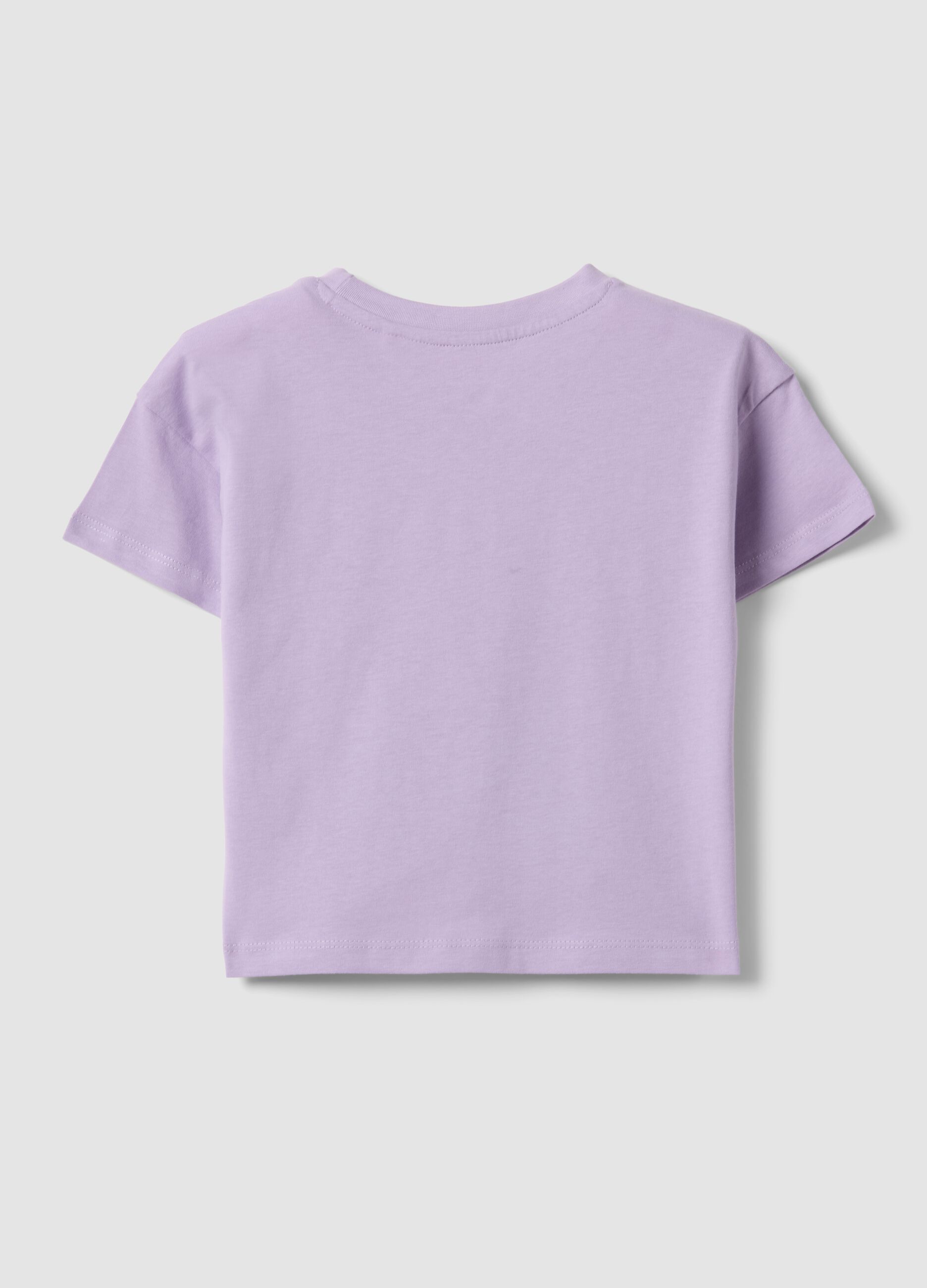 Girls' regular fit purple pure cotton T-shirt with print