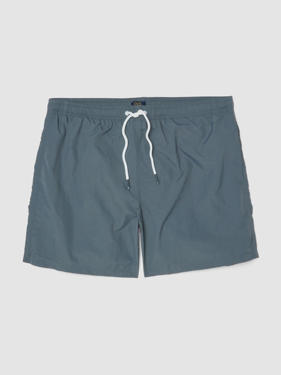 Grey regular-fit swim shorts with drawstring_4