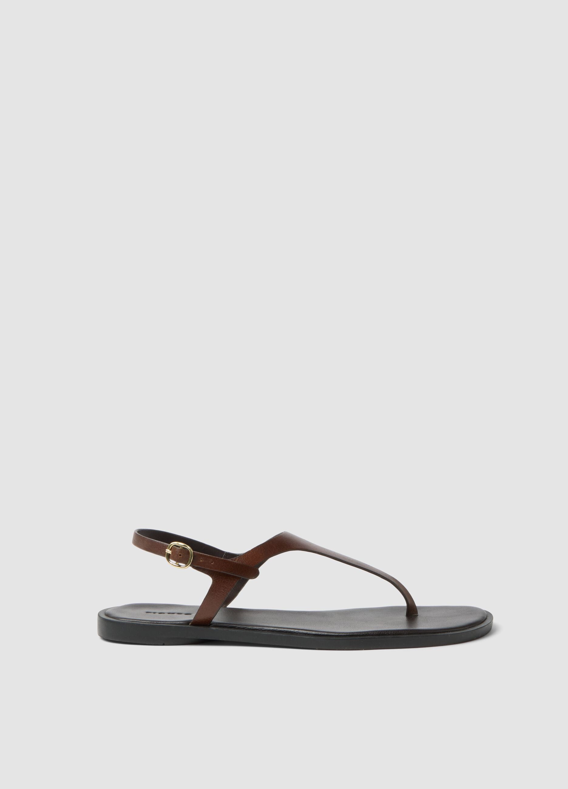 Brown genuine leather sandals
